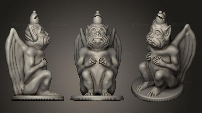 Статуэтки грифоны и драконы (Демон Шахматный слон, STKG_0120) 3D модель для ЧПУ станка
